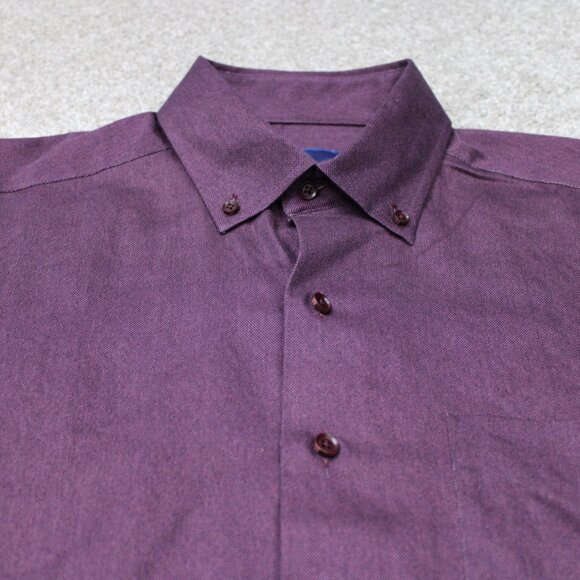 David Donahue Shirt Mens Large Purple 100% Cotton Long Sleeve Button Down - Picture 5 of 14
